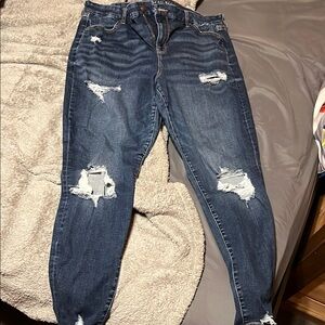 American Eagle Outfitters Blue Jeggings with Distressed Details